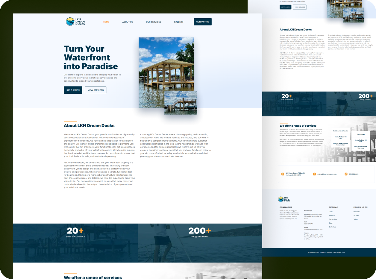 Turn Your Waterfront into Paradise your premier destination for high-quality dock construction on Lake Norman.